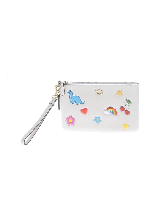 Coach Handbags - Coach white sticker print corner zip wristlet wallet